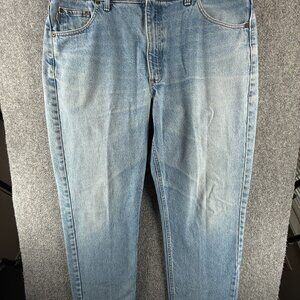 VTG Carhartt B18 STW Denim Jeans Pockets Zip Fly Work Outdoors Blue ACTL 36X31